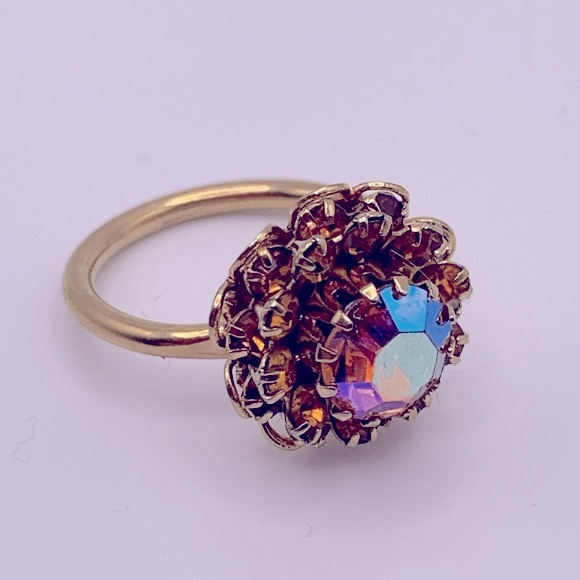 💝Vintage Sarah Coventry Aurora Borealis Cocktail Ring - Picture 3 of 8